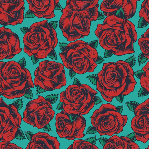 BOARDSHORT (BS) / Roses rouge fond vert - La Fabrique du Tissu - Boardshort imprimé
