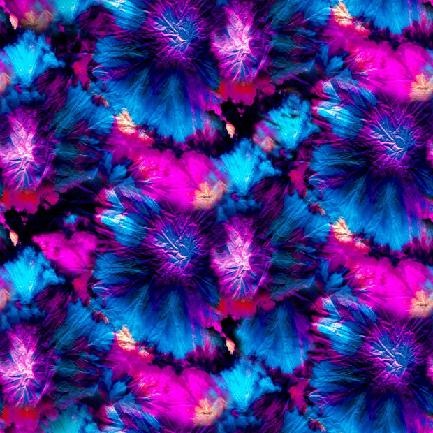 COTON OUATÉ / Fleur abstraite rose et bleu - La Fabrique du Tissu - Coton ouaté imprimé