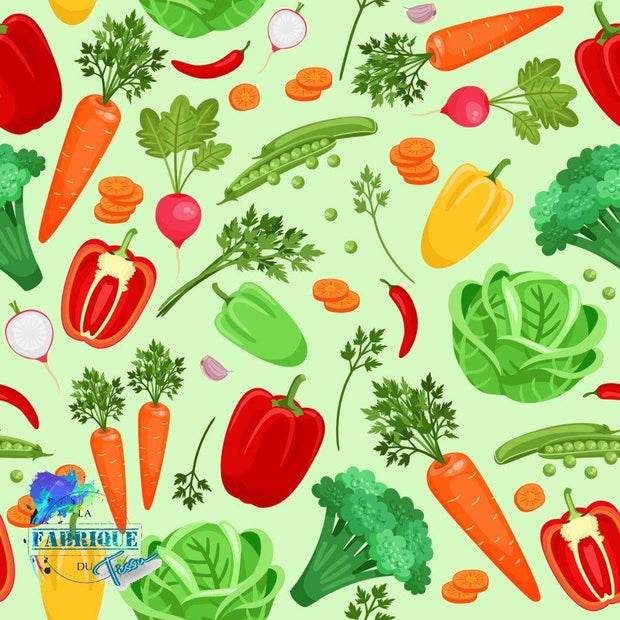DBP / Les légumes fond vert - La Fabrique du Tissu - DBP imprimé