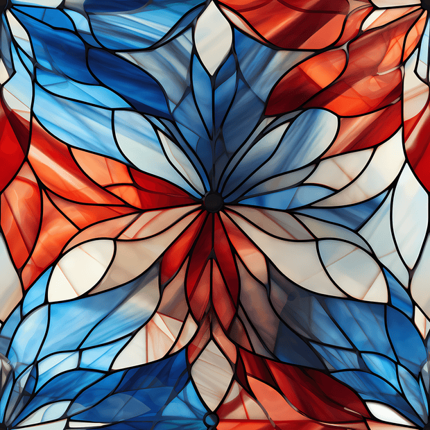 Jersey / COTON LYCRA (CL) - HEAVY / Fleur de vitrail rouge et bleu - La Fabrique du Tissu - Coton Lycra (CL) imprimé